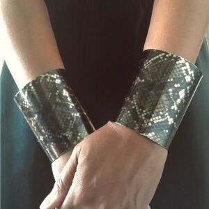 Pair of Snake Print Cuff Bracelets
